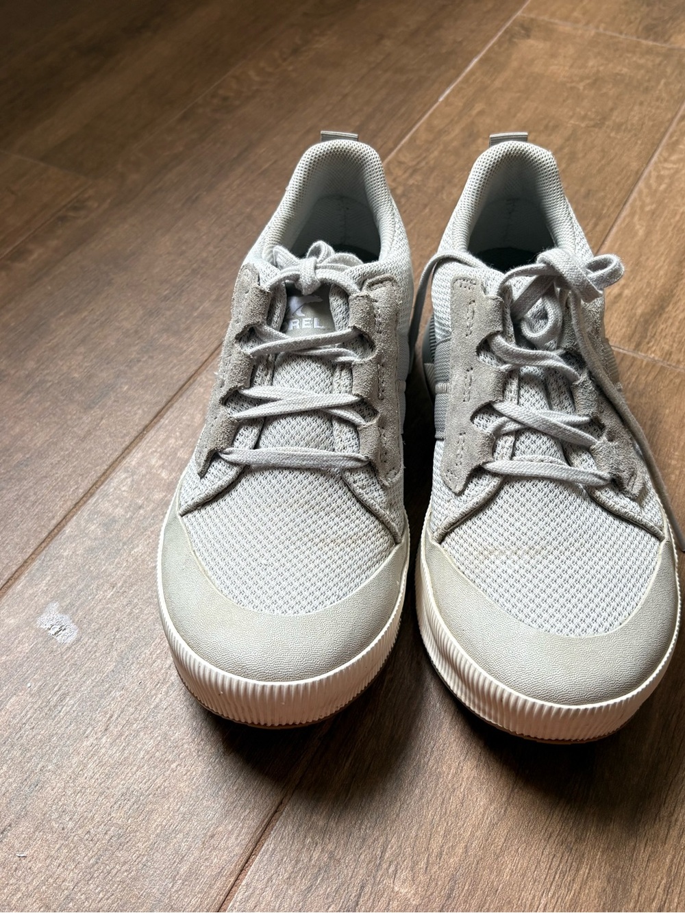Sorel Sneakers Out and About Gray Casual Knit Lace-Up Waterproof Size 40